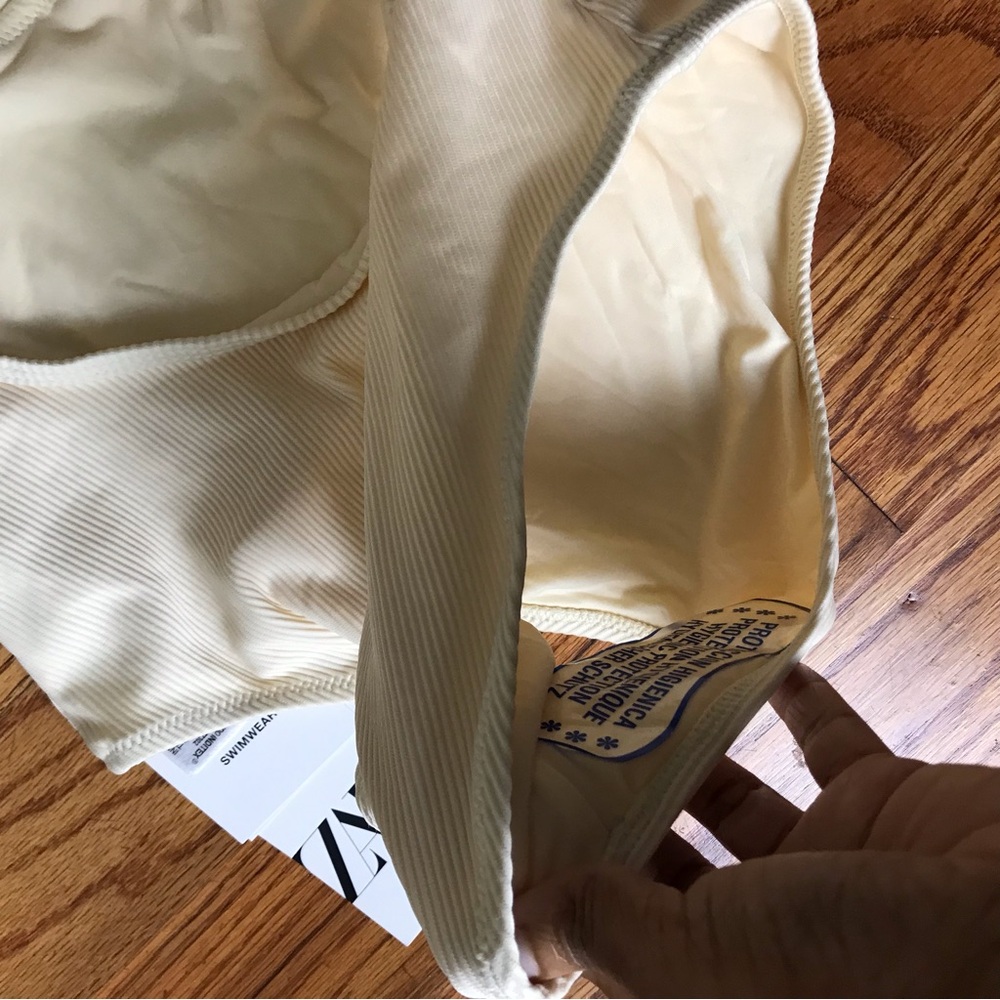 Zara Cream Ribbed Swimsuit NWT - Picture 4 of 4